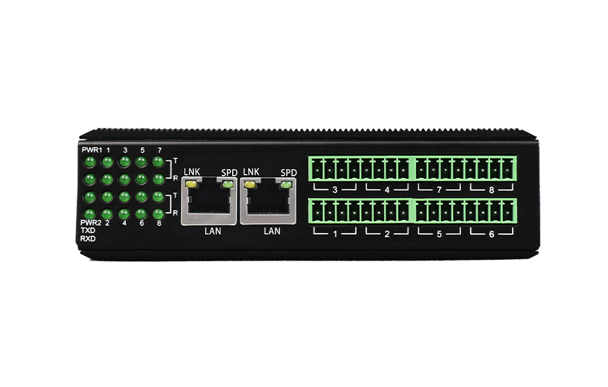 飞畅科技-工业轨式8路串口服务器(带WEB与SNMP网管)