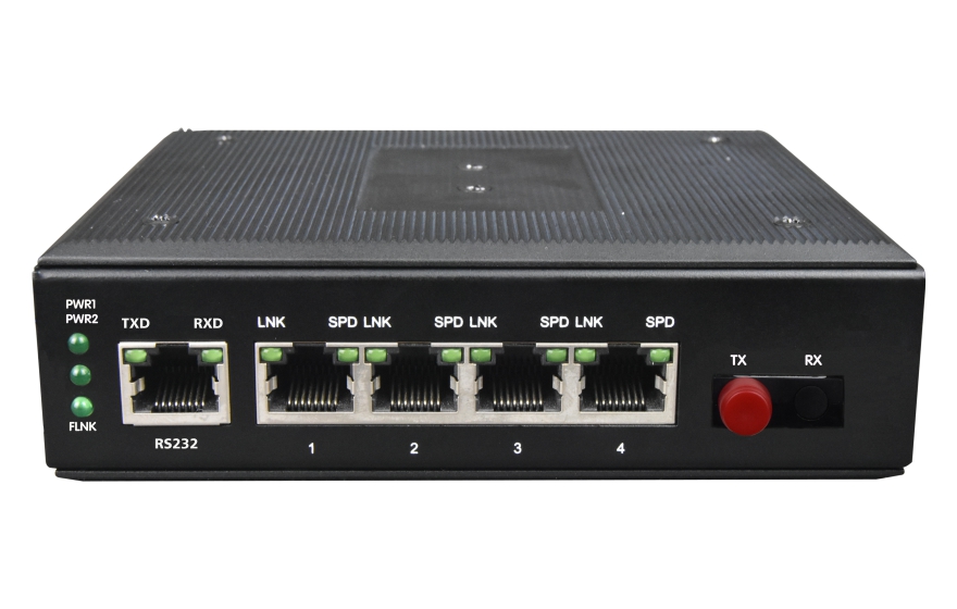 飞畅科技-网管型 工业级1路百兆光口转4路百