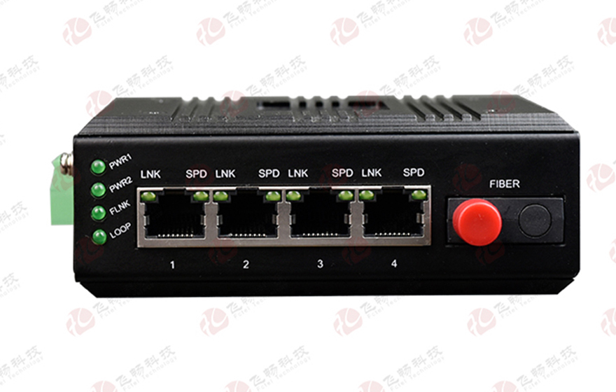 飞畅科技-mini工业轨式 4路千电+1路千光 (双DC或AC220内置)交换机