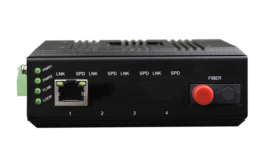 飞畅科技-mini 1路千兆以太网电口转1路千兆光口（双DC或AC220V电源内置）工业级交换机