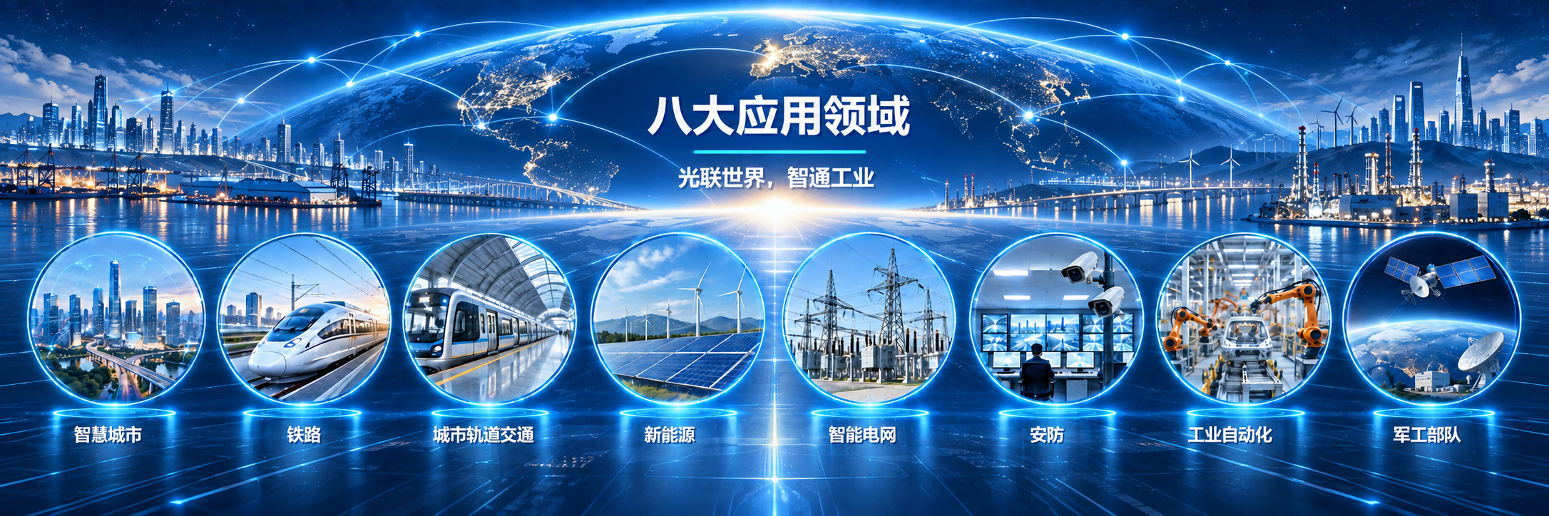 飞畅科技八大应用领域：智慧城市、铁路、城市轨道交通、新能源、智能电网、安防、工业自动化、军工部队