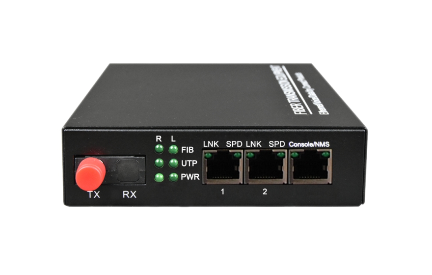 飞畅科技-管理型 1光2电千兆光纤收发器(电源内置)