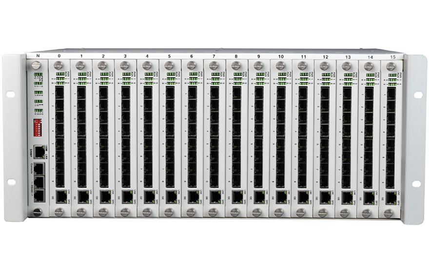 飞畅科技-4U网管型 128个光方向百兆光纤收发器机框