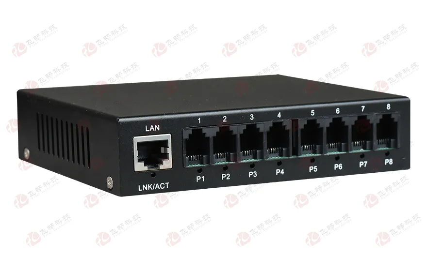 8路电话（RJ11）+1路百兆以太网 电话光端机