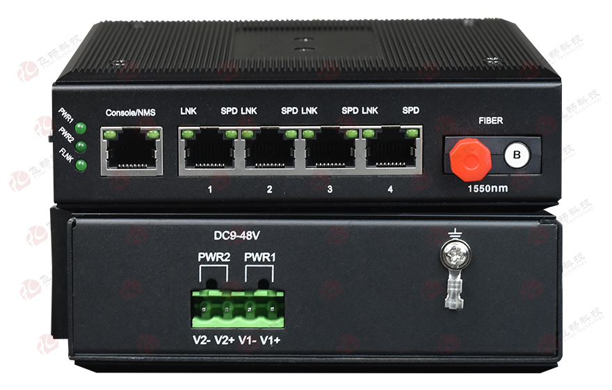 飞畅科技-工业级4路百兆以太网 光纤收发器