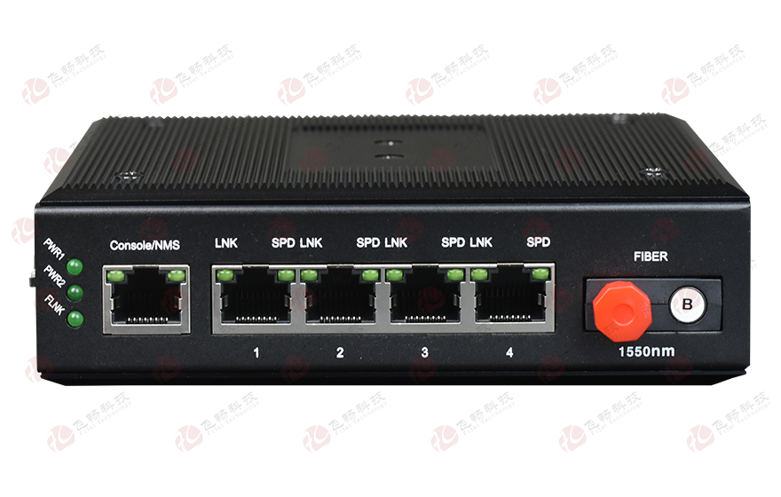 飞畅科技-工业级4路千兆以太网 光纤收发器