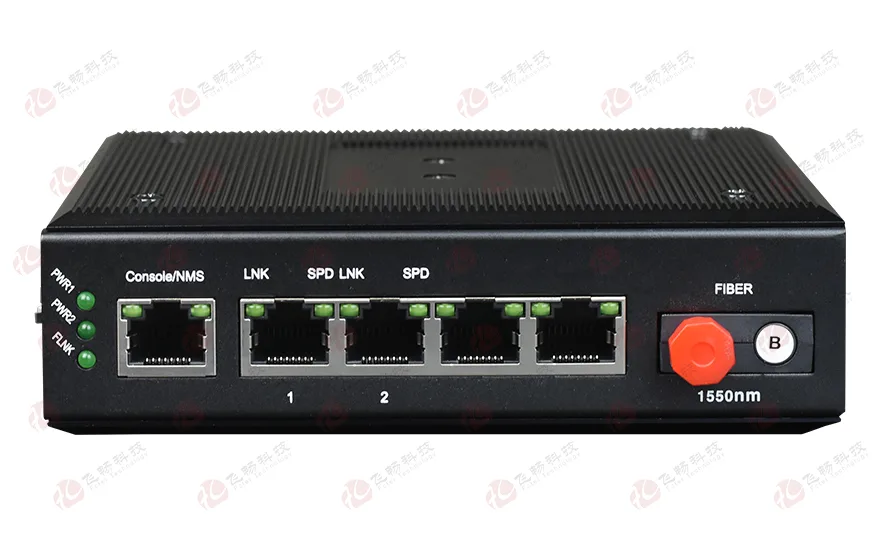 网管型 工业级1光2电百兆光纤收发器