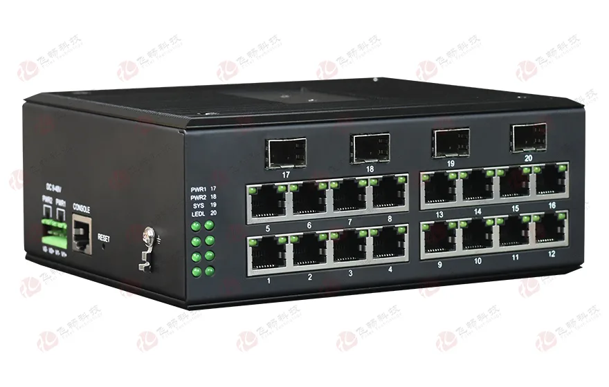 管理型 4SFP千兆光+16千兆电 环网工业轨式交换机