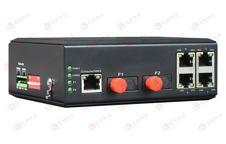 飞畅科技-网管型 4千兆电+2路千兆光(固定光模块)  工业轨式环网交换机