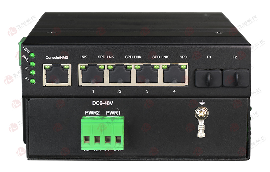飞畅科技-网管型工业轨式4路物理隔离千兆电口（1+1光纤备份）