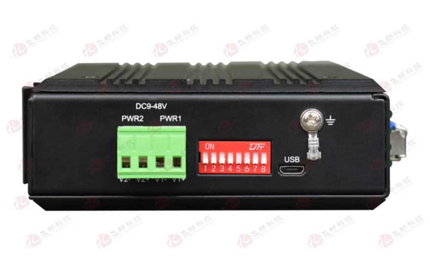 飞畅科技-工业轨式2路串口服务器(带1路光纤串口)