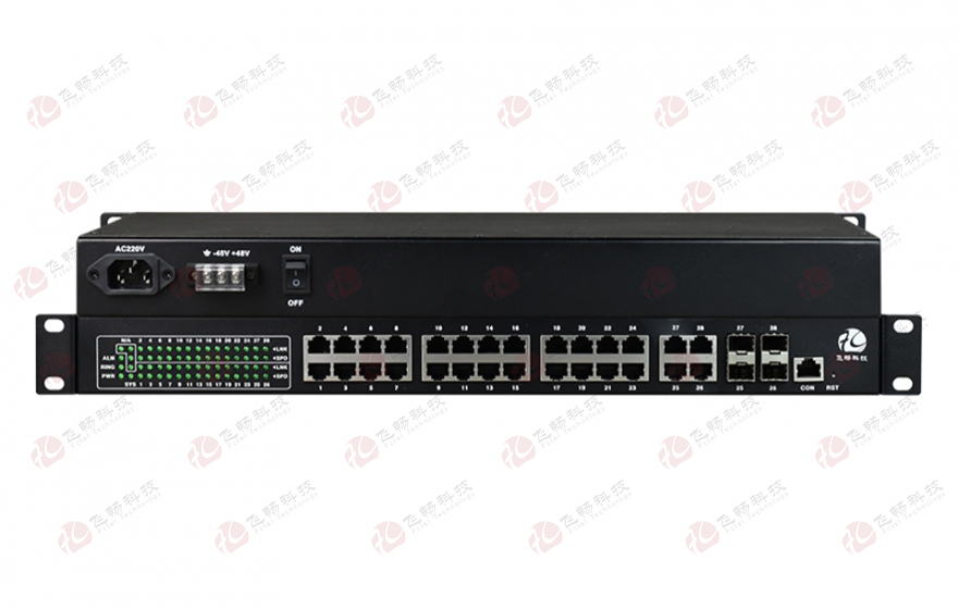 飞畅科技-非网管 工业级24路百兆电+4千兆SFP光／4千兆电 交换机