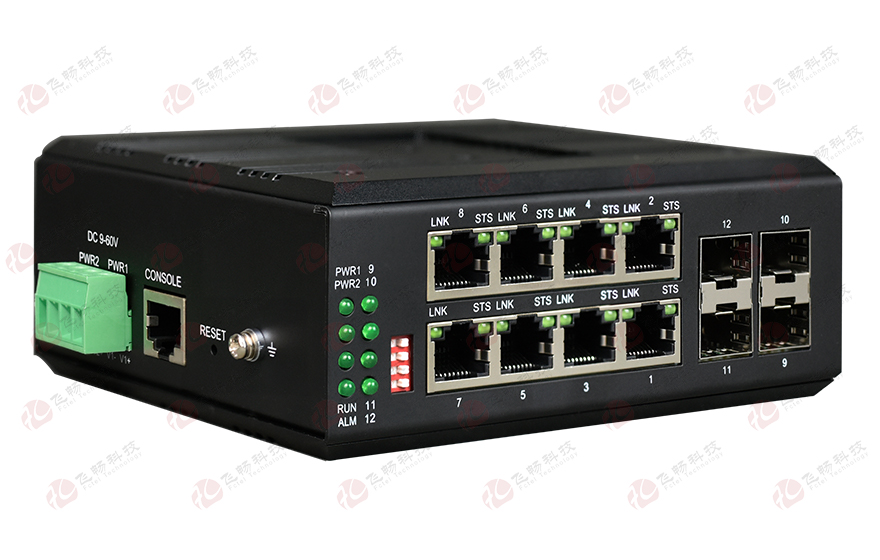 飞畅科技-环网型 8千兆电口+4路千兆光口 交换机