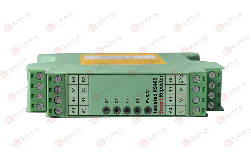 飞畅科技-模块化导轨式 智能1路转4路RS485隔离集线器