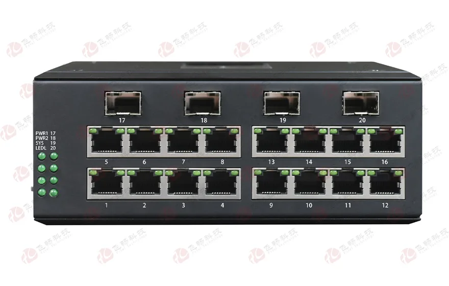 工业轨式 全国产轻管理型16路千兆电+4千兆固定或SFP光口 交换机