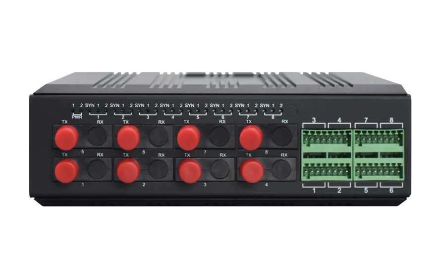 飞畅科技-工业轨式 1-8个光方向 光纤汇聚型 1-2路RS485光端机