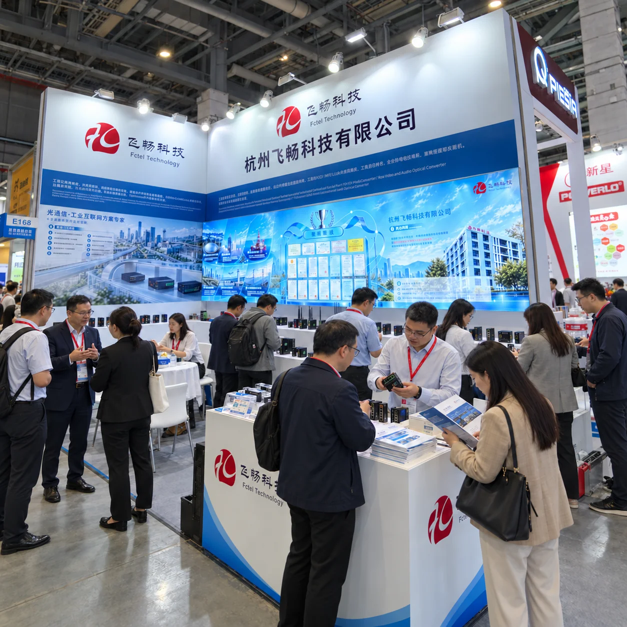 飞畅科技工博会展位参观与交流场景