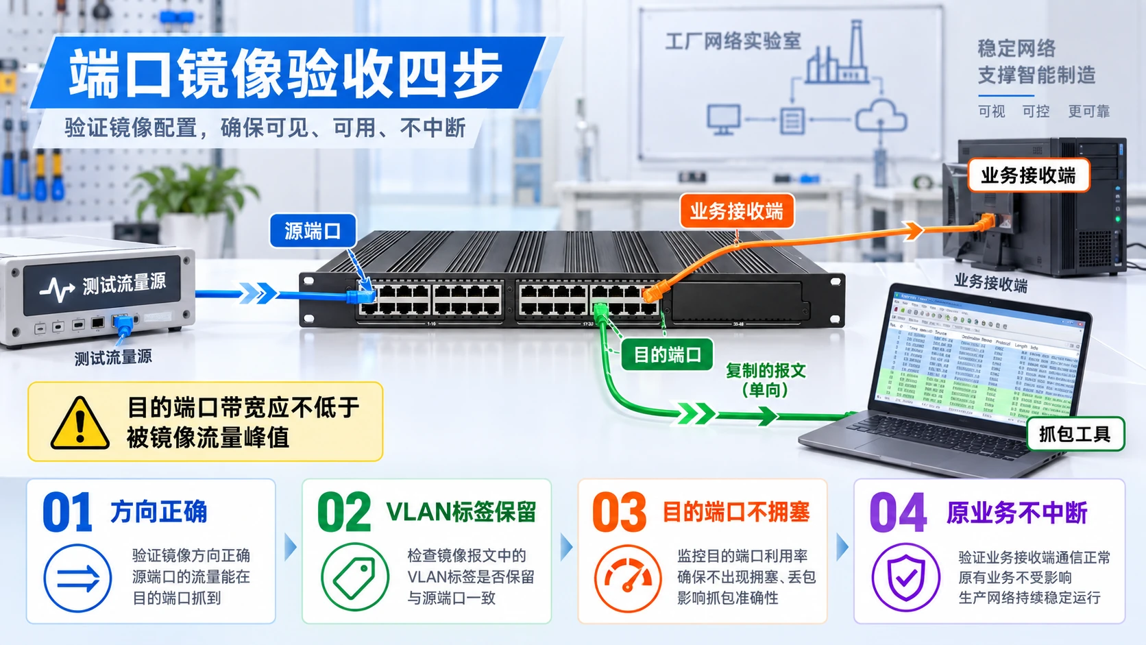 工业交换机端口镜像配置验收四步