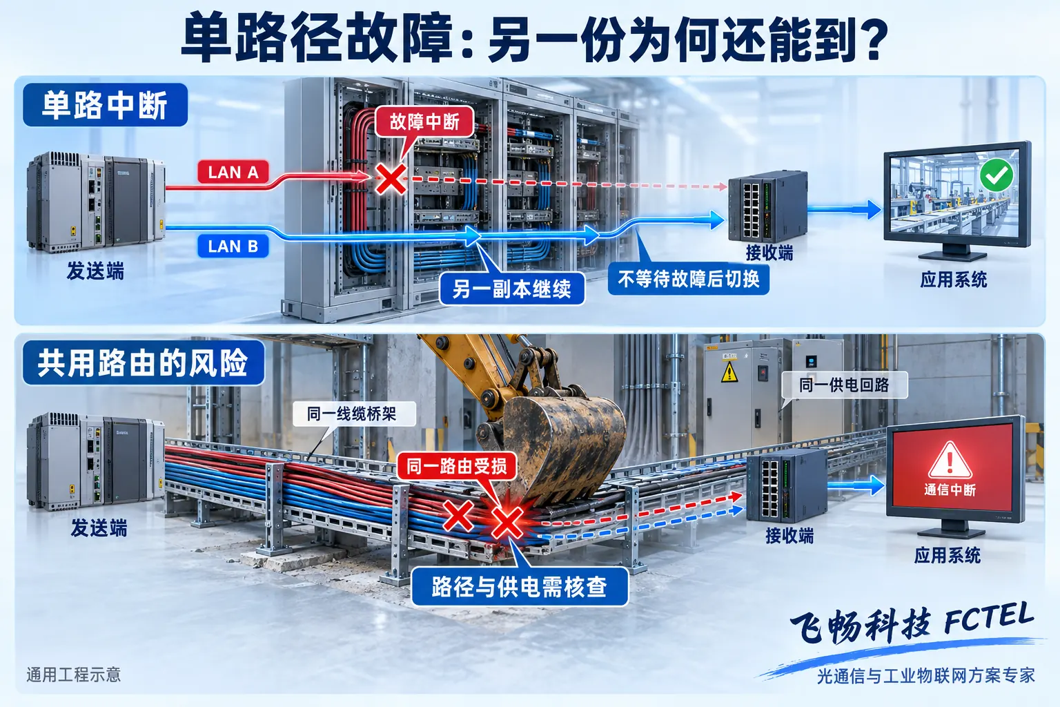 单路径故障仍有另一副本以及共用路由造成双路失效的对照
