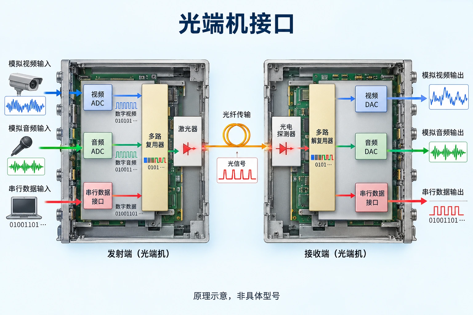 多业务分别处理、复用并恢复，图示不代表所有功能均为标配。