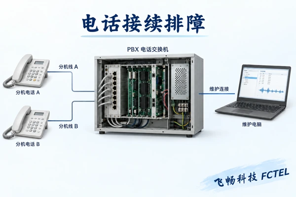电话交换设备与维护终端用于接续排障示意