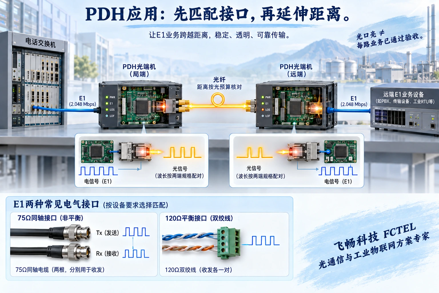 匹配E1接口与点对点PDH光传输及收发线路