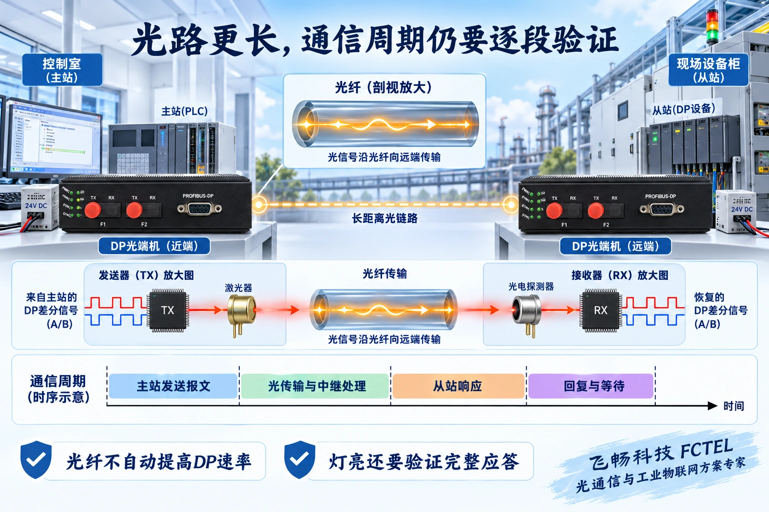 DP光纤链路与发送中继从站应答及等待时间的关系