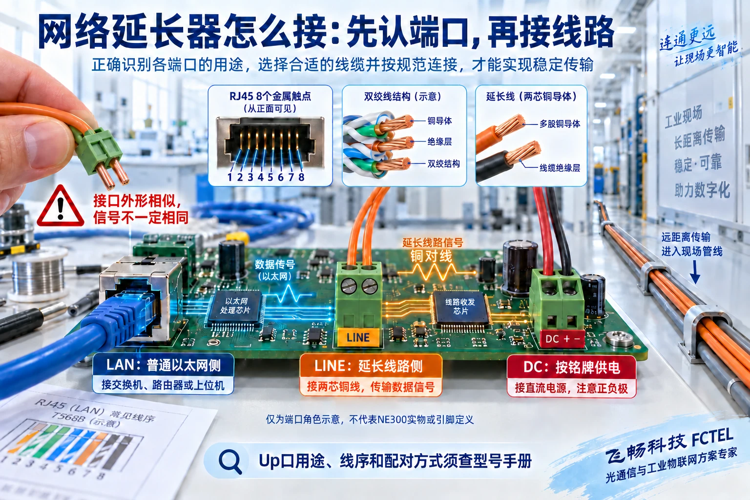 网络延长器LAN线路和电源侧的端口角色