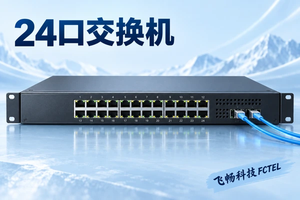 24口机架交换机端口布局与光上联的独立浅色选型小图