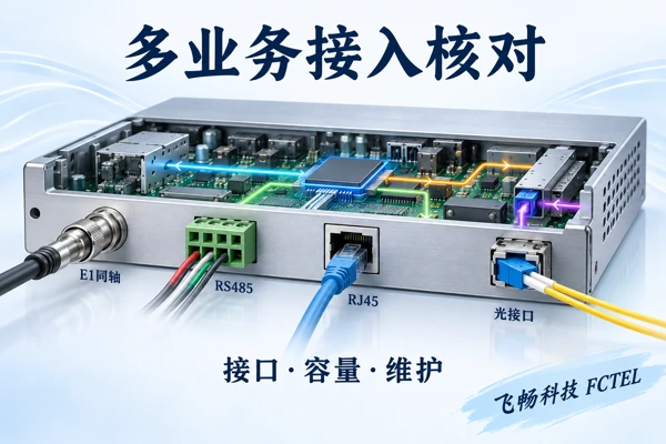 不同业务先进入各自匹配的接口电路，再按设备约定复用并在远端分离，专用光格式不默认兼容普通网络光口