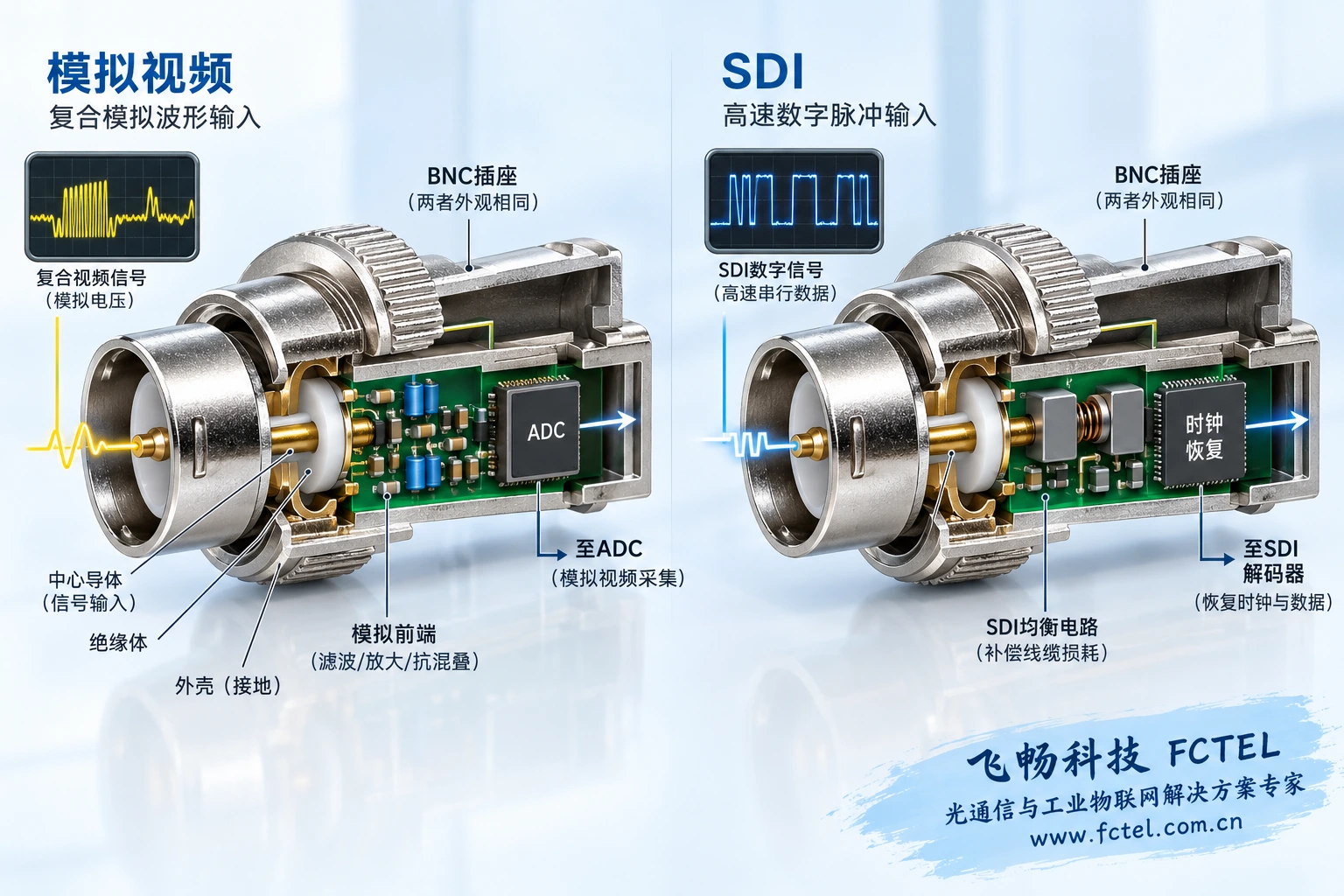 BNC模拟视频采样前端与SDI数字恢复前端的不同内部机制
