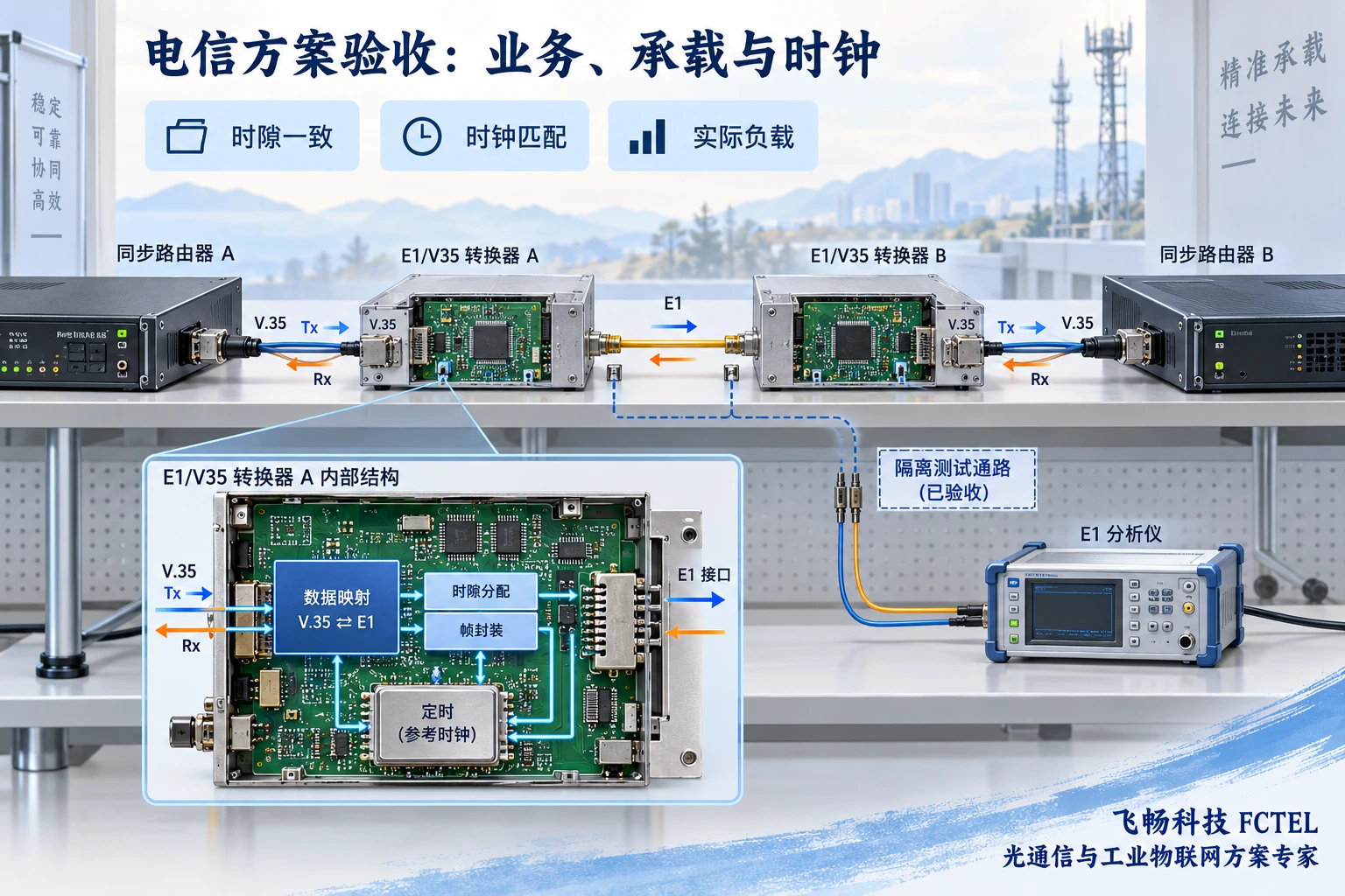 厂家方案分别验证E1与V35接口适配以及工业报文映射