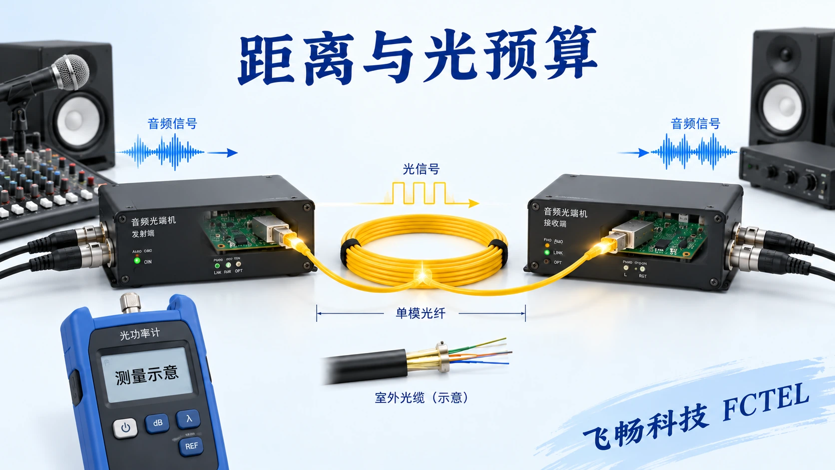 音频光端机与接收光功率测量列表图