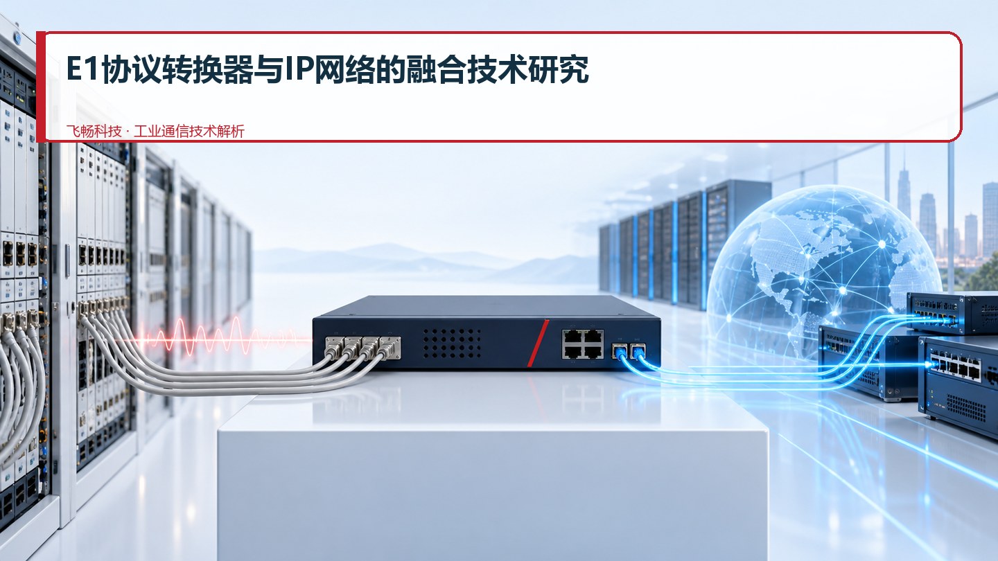 E1协议转换器与IP网络的融合技术研究主题示意图