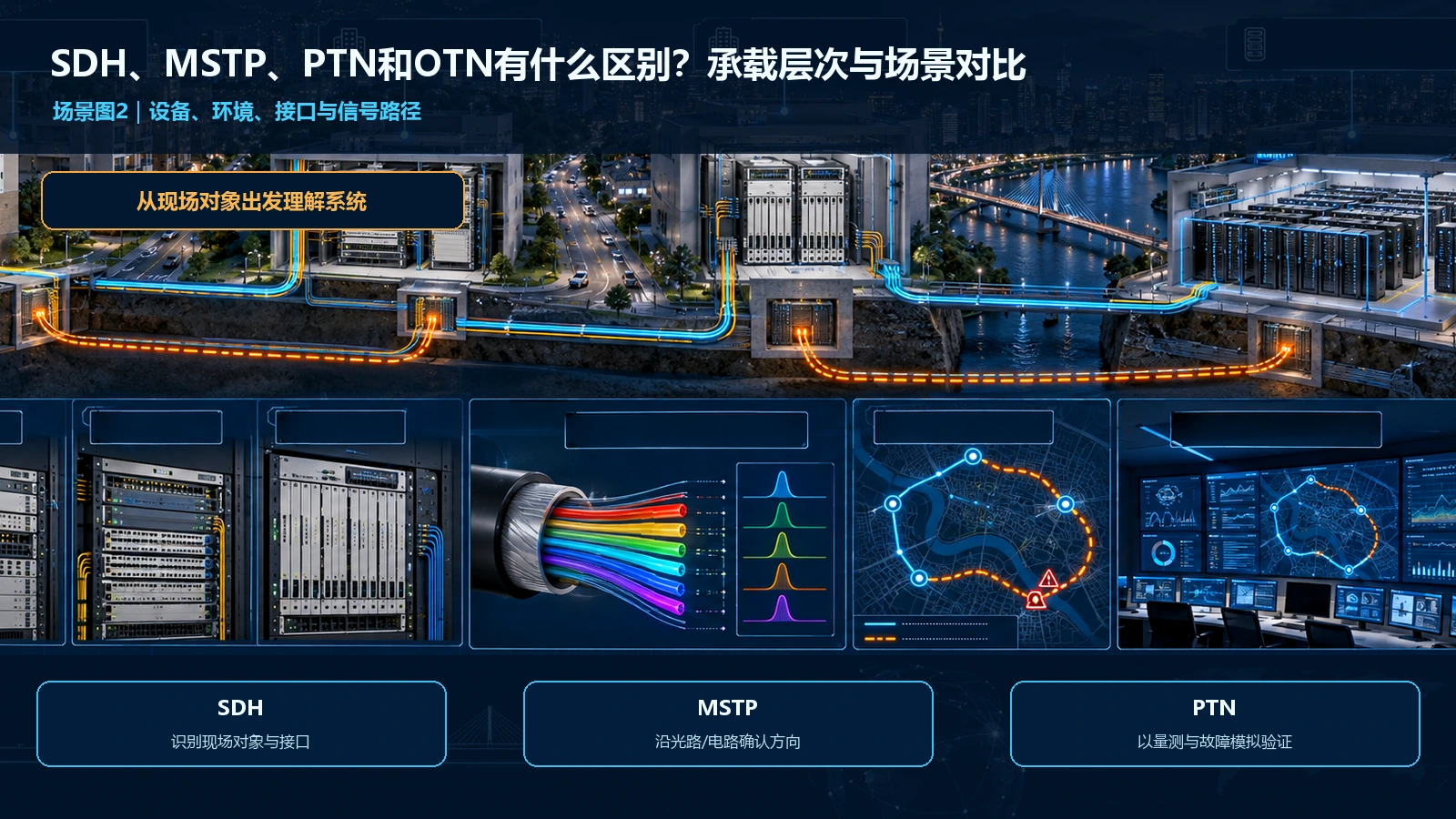 SDH、MSTP、PTN和OTN有什么区别?承载层次与场景对比设备、环境与链路关系