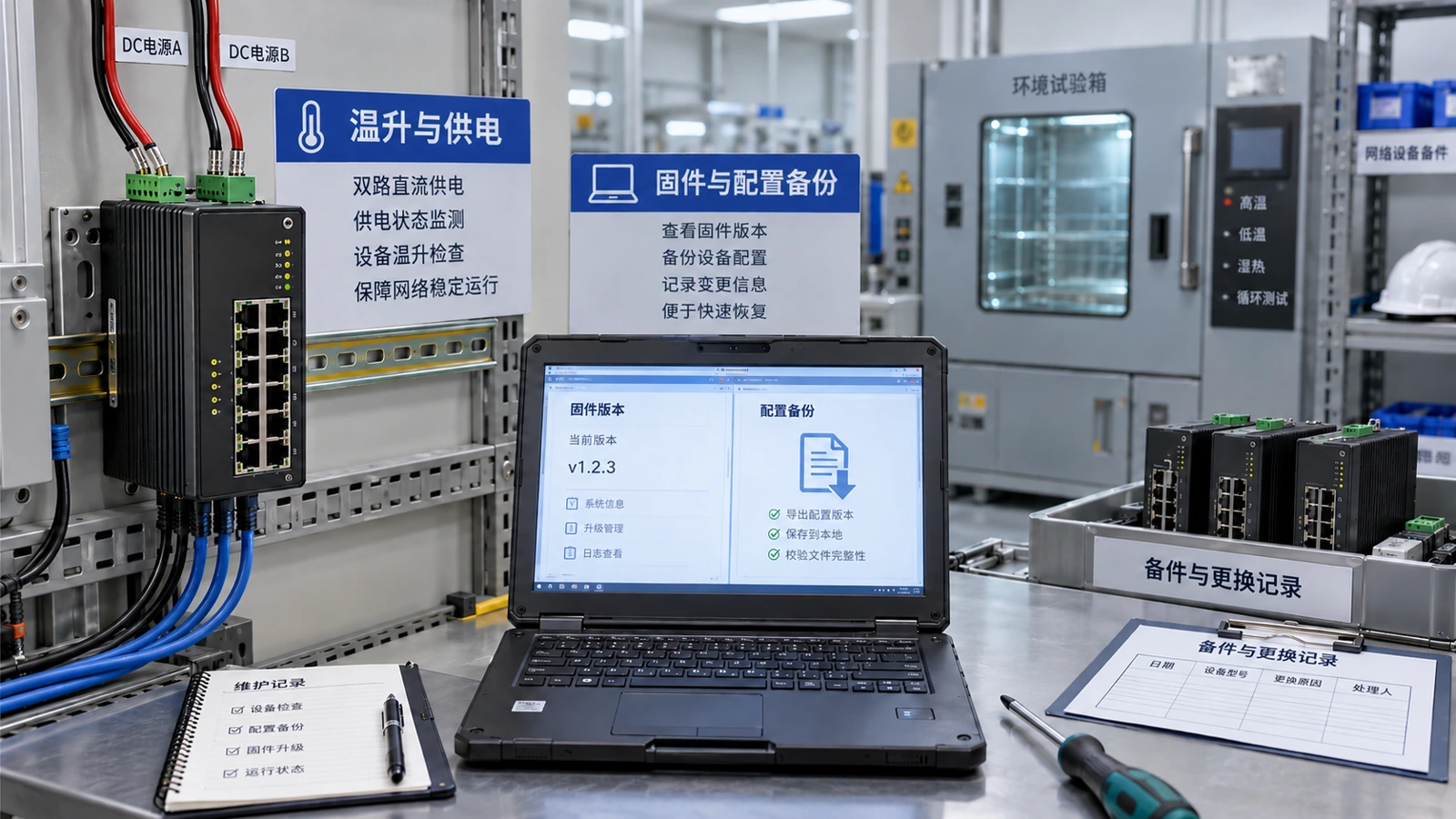 稳定运行需要把硬件条件和维护动作放在一起：保留配置、固件版本和备件，才能缩短故障处置时间。