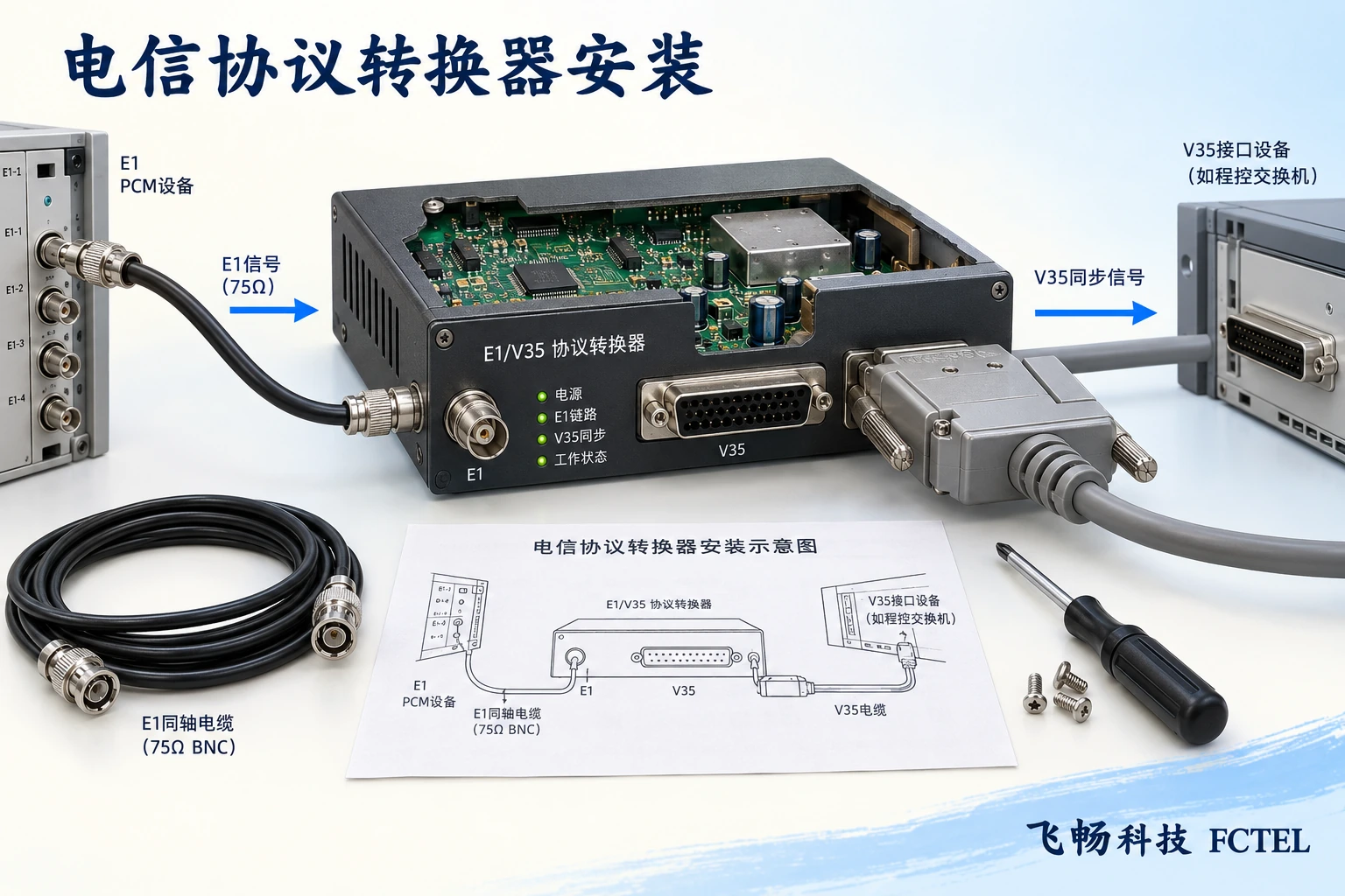 两端同步路由器经过E1与V35转换器连接并核对收发和时钟