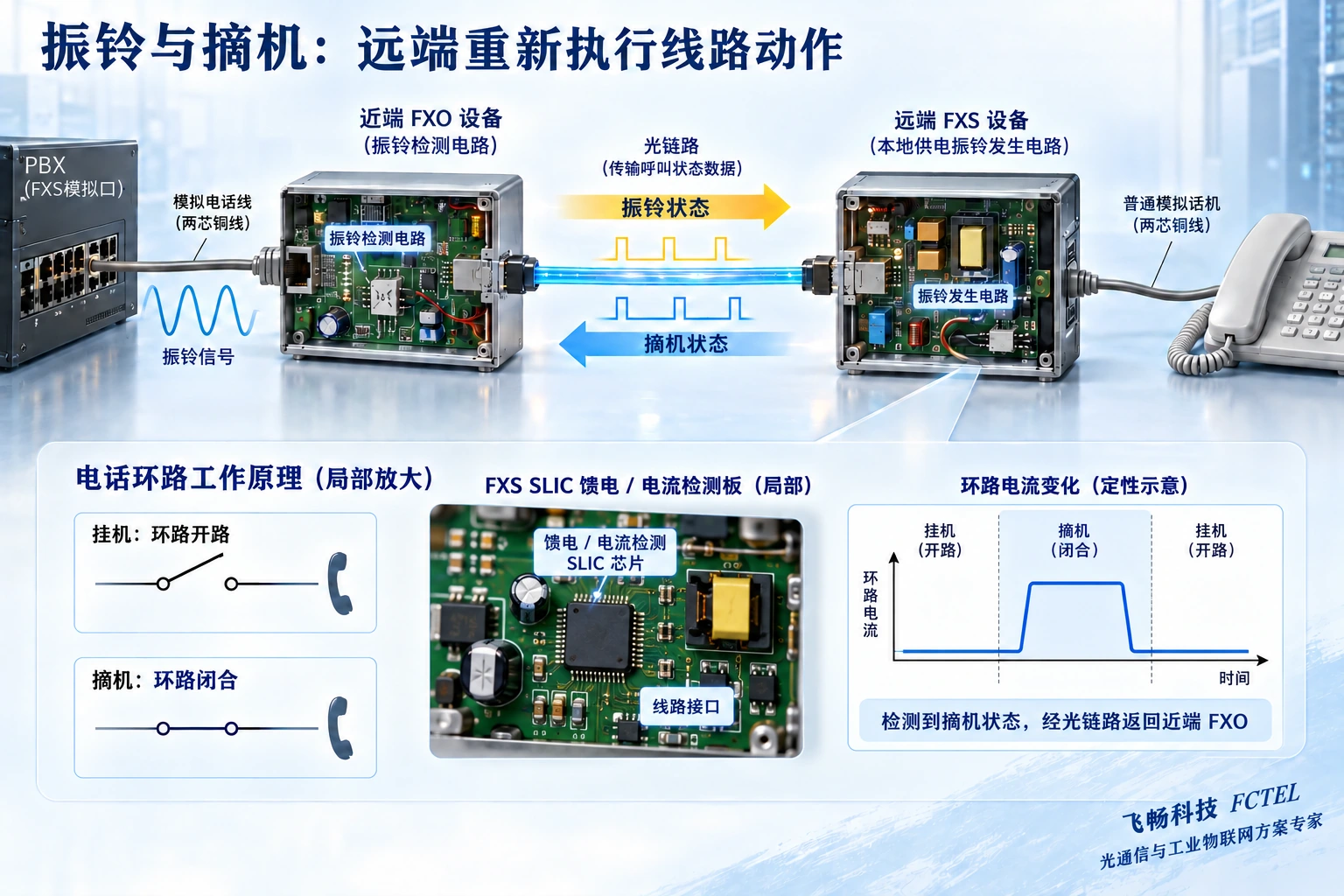 来电振铃向远端传递与摘挂机向PBX返回的状态流程