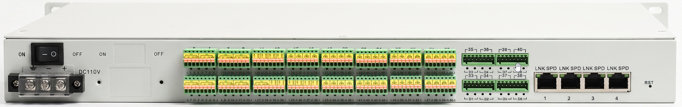机架式 8路串口+64*DI/DO/AI/AO转4GE+4G CAT.4+Lora  远程测控服务终端