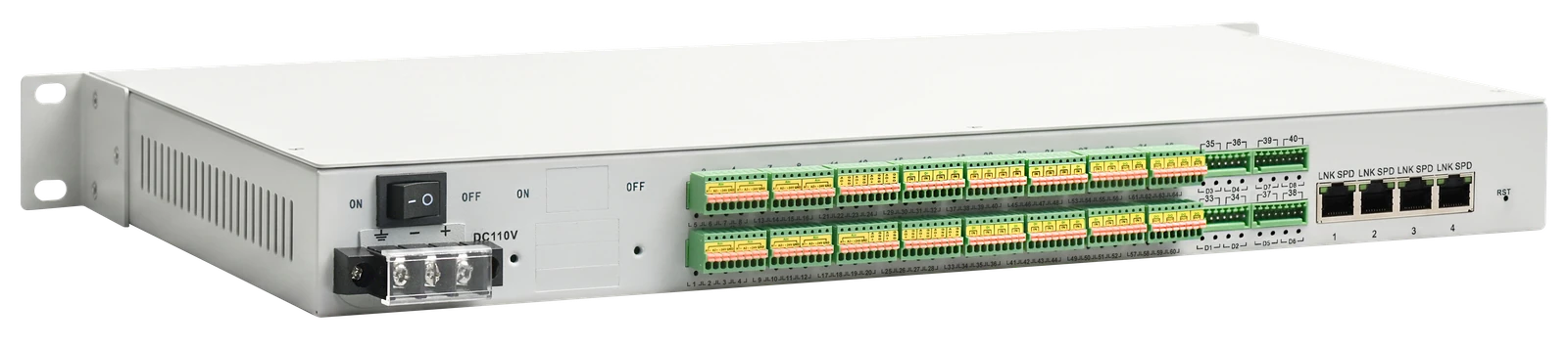 机架式 8路串口+64*DI/DO/AI/AO转4GE+4G CAT.4+Lora  远程测控服务终端