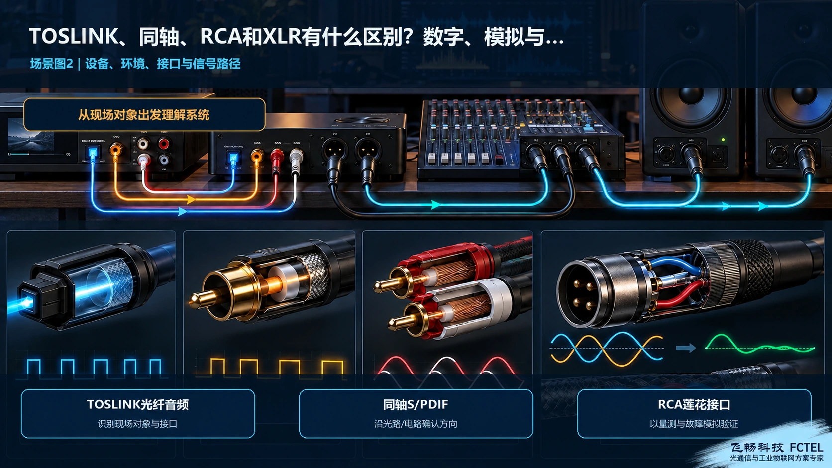 TOSLINK、同轴、RCA和XLR有什么区别？数字、模拟与平衡音频接口选择设备、环境与链路关系