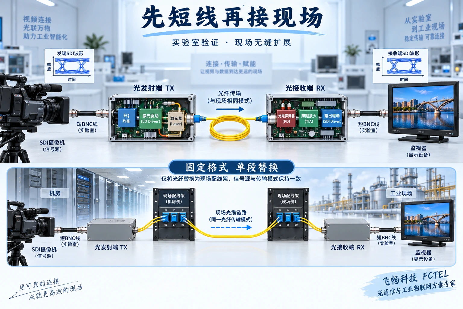桌面短链路正常后,一次只替换一段现场线路,保持源格式不变。